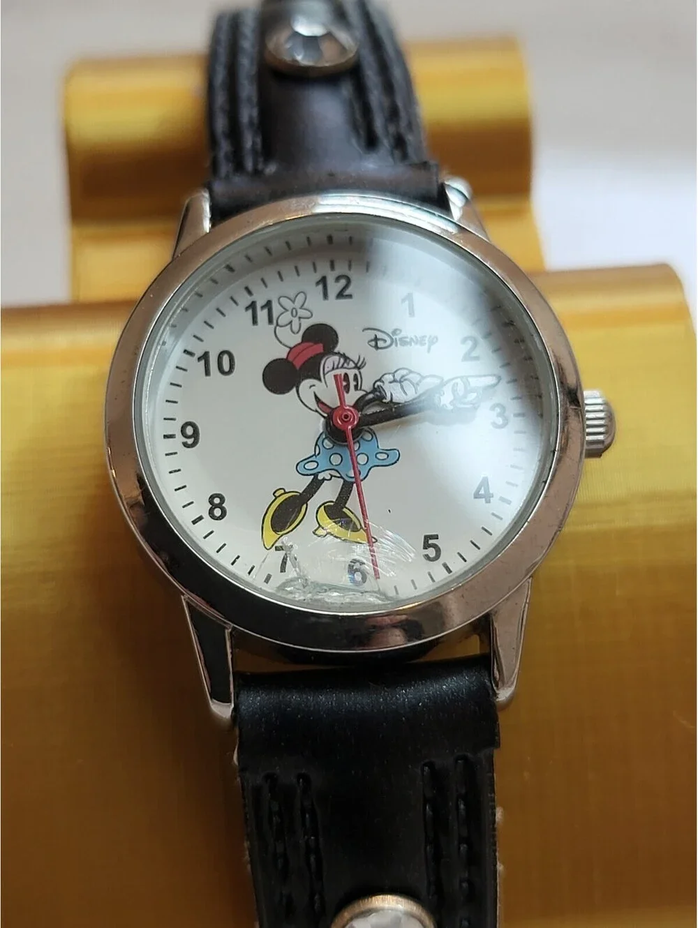 Disney Minnie Mouse Accutime Quartz Ladies Watch Works Great New Battery  23mm